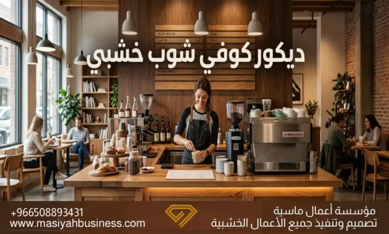 تصميم وتنفيذ ديكور كوفي شوب خشبي عصري بأعلى معايير
